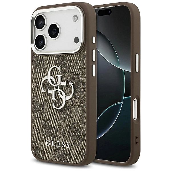 Etui Guess 4G Big 4G Classic Logo na iPhone 17 Pro brązowy - srebrne