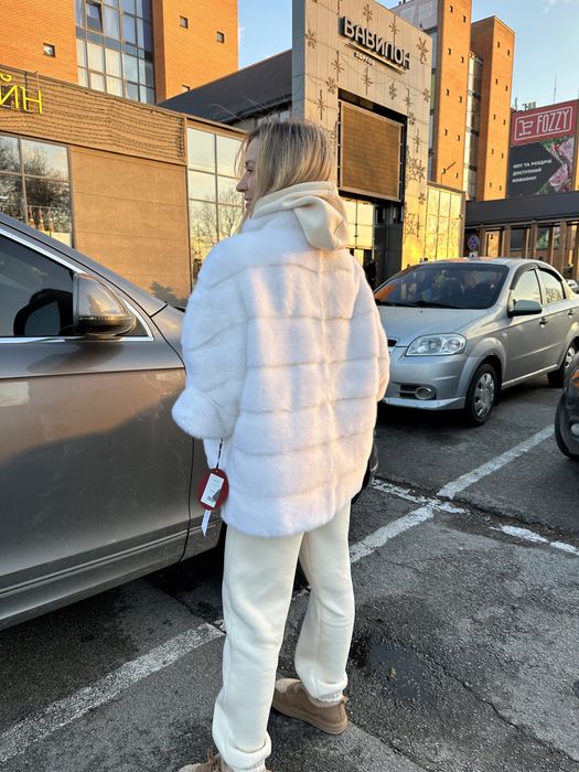 Біла норкова кофта, білосніжна норкова шубка