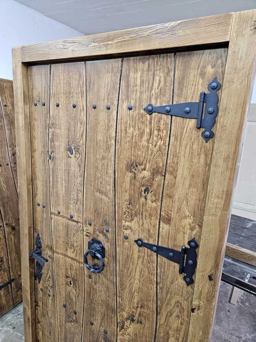 Drzwi DŁUGOSZ drewniane zewnętrzne góralskie ciepłe powietrze GOTOWE