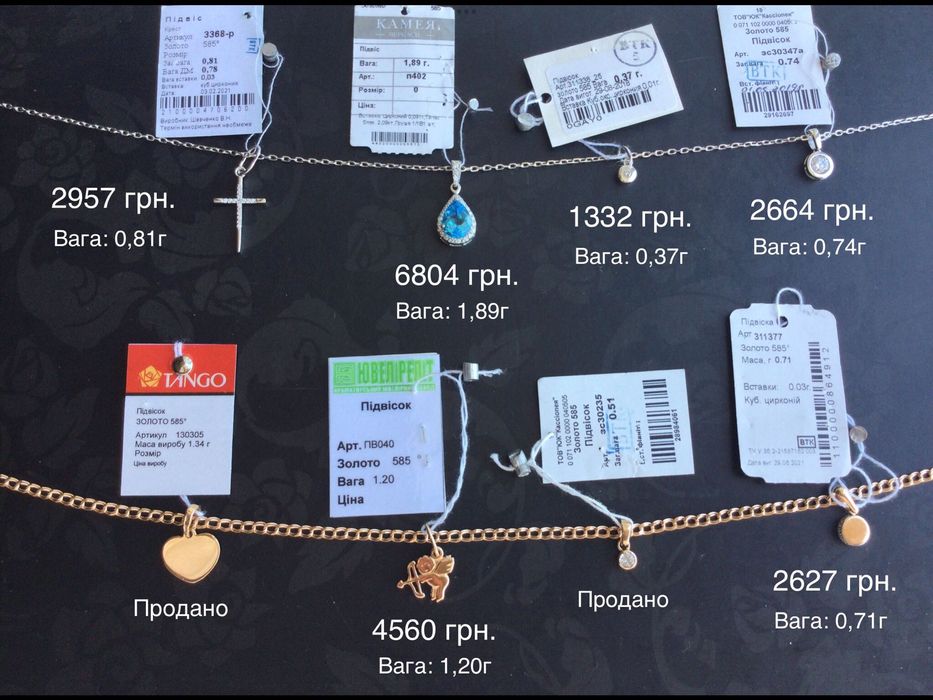 Ладанки. Золото 585 пробы. Новые.