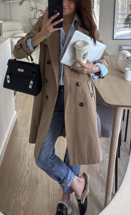 Klasyczny beżowy Trencz Lauren MANIFIQ rozm. M