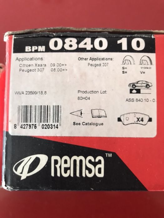 Pastilhas de travões Remsa novas ref026805 e ref084010