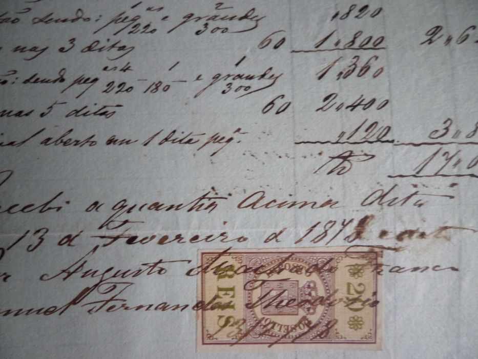 Documento / Manuscrito  Selado , ano 1877  José M Fonseca