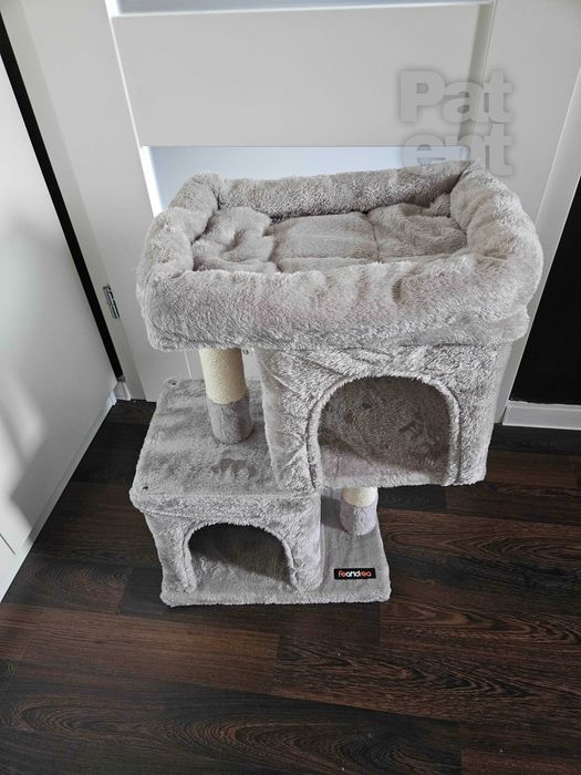 Drapak dla kota kompaktowy 67 cm szary domek słupek legowisko