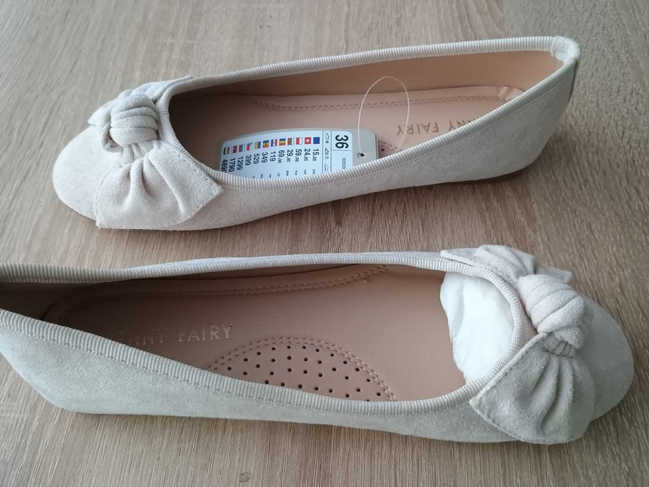baleriny zamszowe kremowe roz 36 nowe