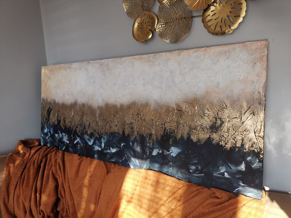 Duży (152x60) obraz strukturalny abstrakcja