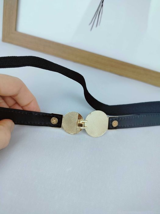 Nowy czarny pasek z perłami perełkami na gumce