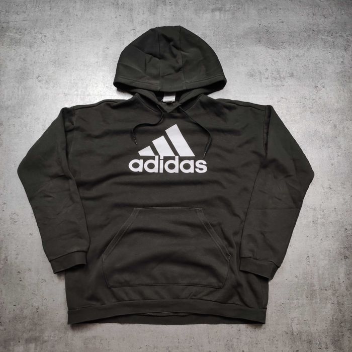 MĘSKA Bluza z Kapturem Khaki Oliwka Adidas Nadruk Sportswear Active