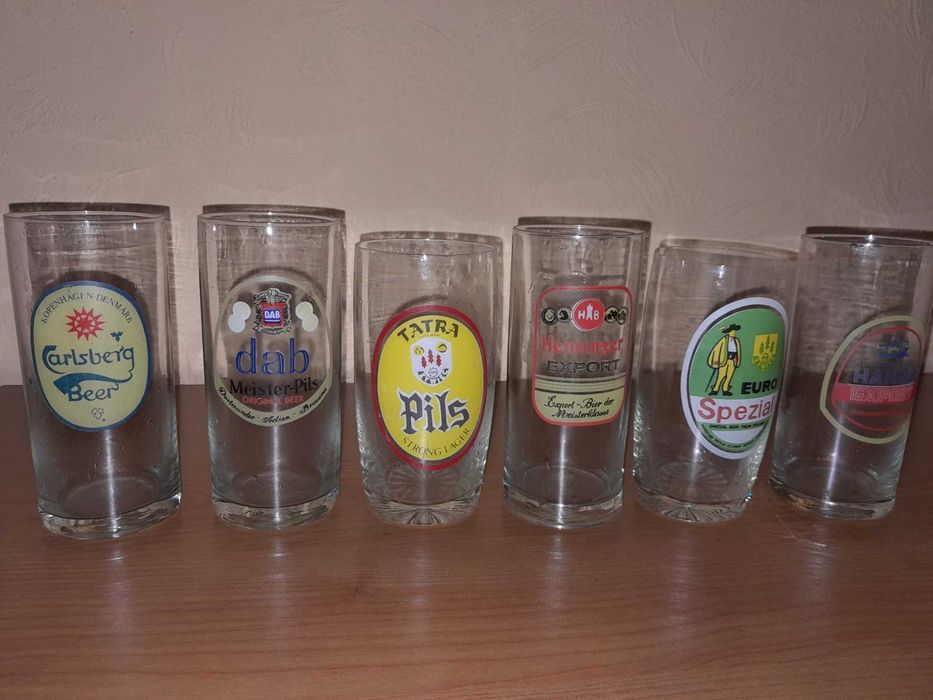 Zestaw 6 retro szklanek do piwa