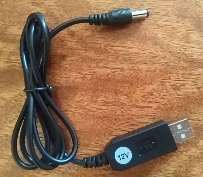 Кабель переходник USB DC 5.5мм/2.1мм 0.8-1А 12V для зарядки