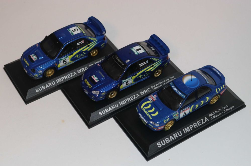 Vendo miniaturas Subaru Impreza, Mitsubishi Lancer da minha coleção Rally 1/43.  25€/un.