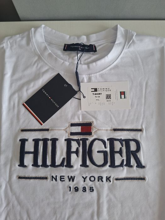 Oryginalny T-shirt męski biały haft XXL