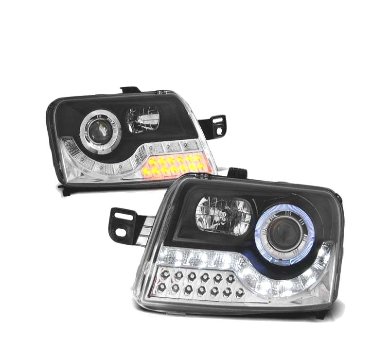 FARÓIS LED ANGEL EYES FIAT PANDA 03-11 PRETO