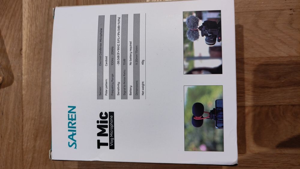 Sairen t-mic mikrofon do telefonu kamery GoPro Vlog Tiktok