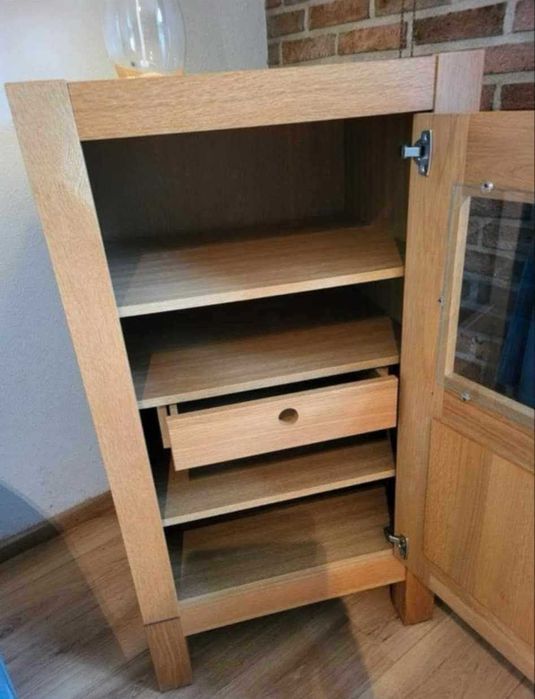 Zestaw witryna słupek szafka rtv drewniany dębowy nowoczesny FV DOWÓZ