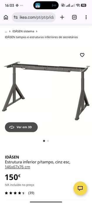 Pés Secretaria , sem tampo - IKEA Idasen
