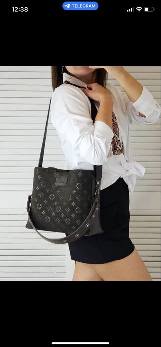 Сумка жіноча натуральна замша комбінована з еко шкірою