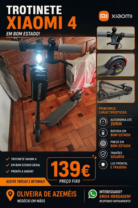 Trotinete Xiaomi 4 apenas 139€