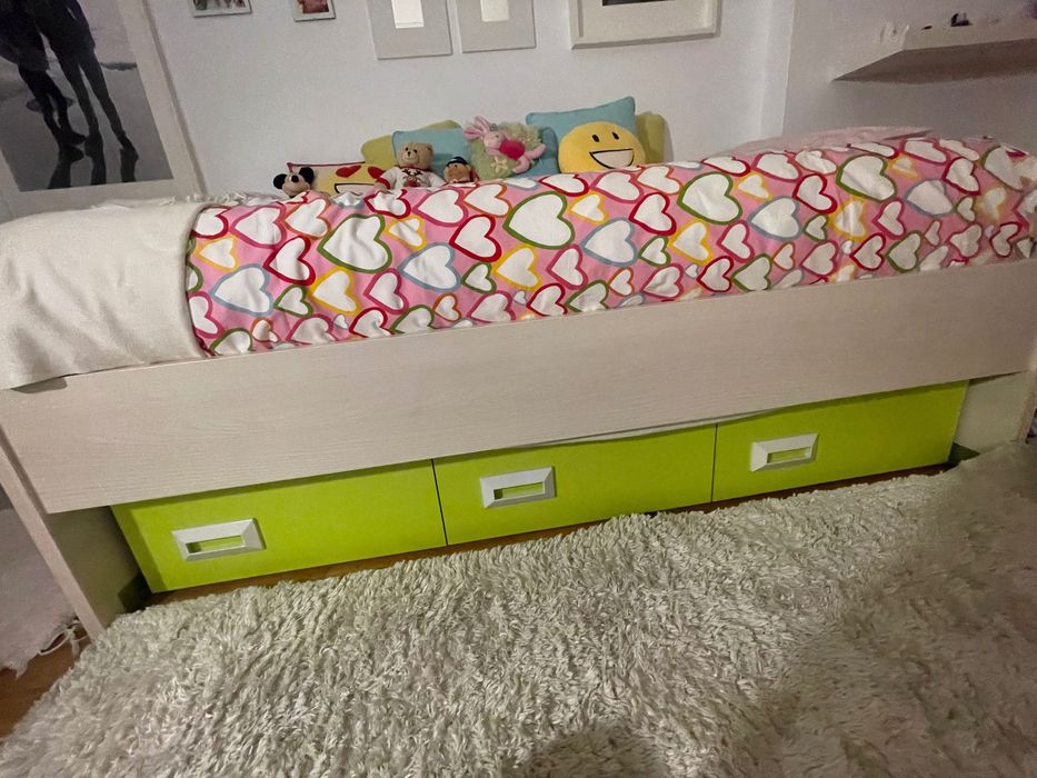 Cama individual ou dupla com 3 gavetões e 2 colchões,64564268222466124