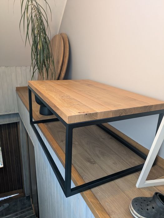 Stolik kawowy metalowy dębowy loft