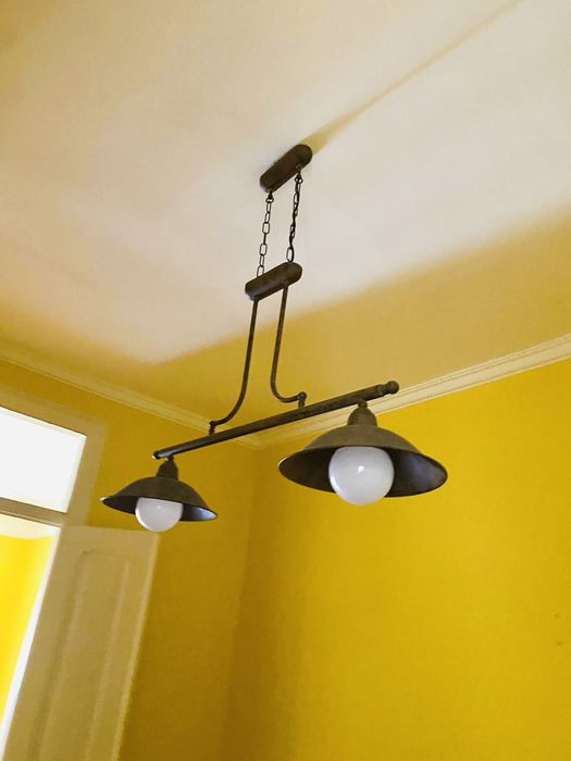 Long Vintage-Style Iron Ceiling Lamp