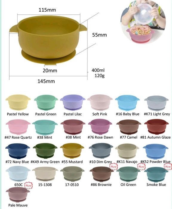 Глубокая силиконовая тарелка с крышкой и ложкой