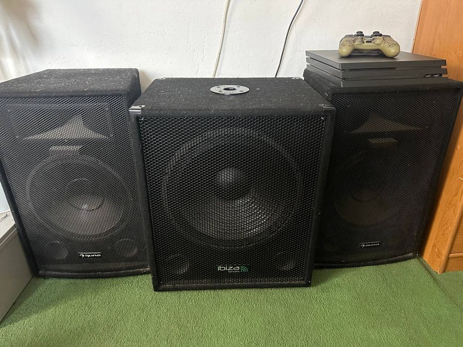 Активный сабвуфер ibiza 15" + колонки Auna Cube 2.0