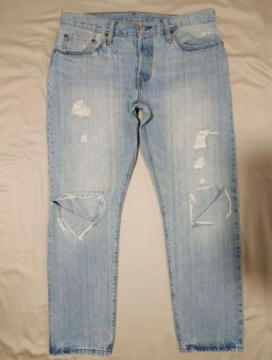 Джинси Levi’s 501 CT  — світлі, блакитні, рвані, tapered, L-XL