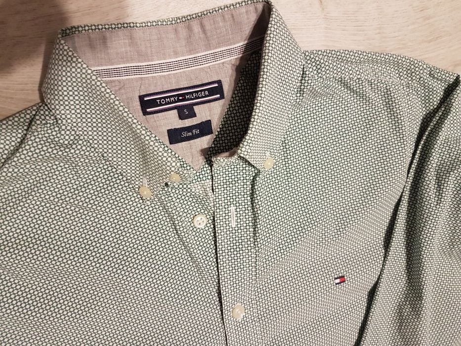 Koszula jak nowa Tommy Hilfiger biało zielona, r. S