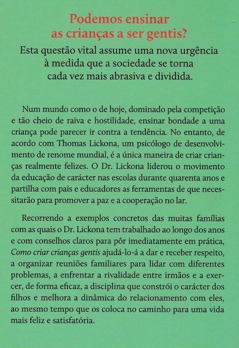 Livro Como Criar Crianças Gentis de Thomas Lickona [Portes Grátis]