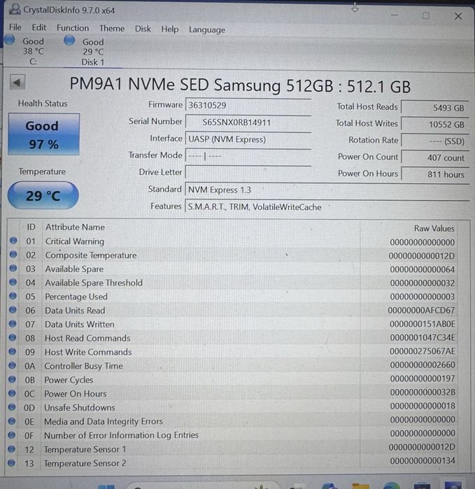 SSD M.2 NVMe Samsung PM9A1 512GB
