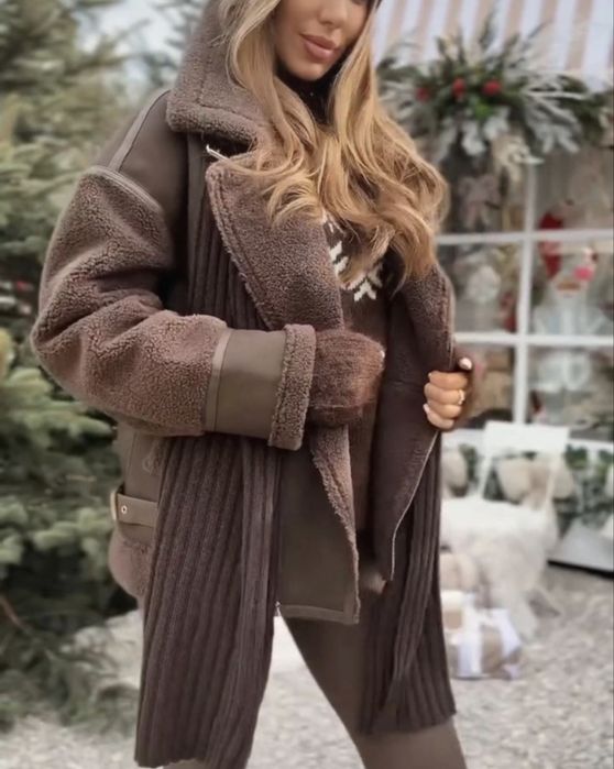 Kozuszek ramoneska kurtka butik andzela czekoladowy nowy  M/L