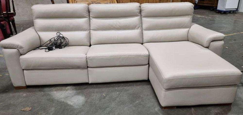 Włoski narożnik z funkcją relaks-skóra naturalna