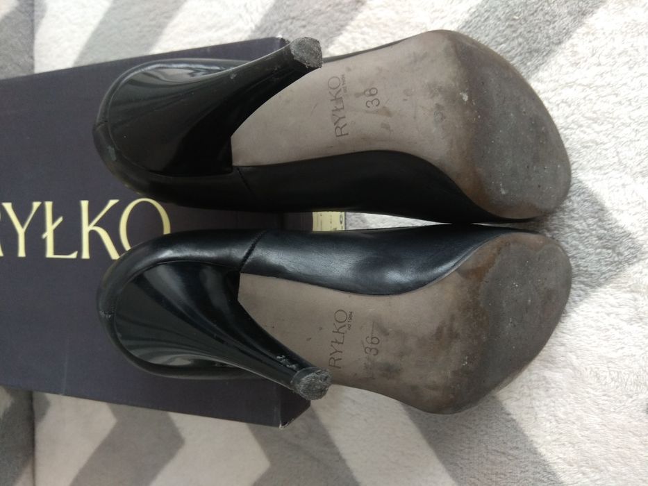Szpilki czółenka skórzane na obcasie Ryłko 36