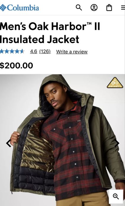 Оригінал 100% Columbia Men's Oak Harbor™ II Insulated Infinity/ M ,L /