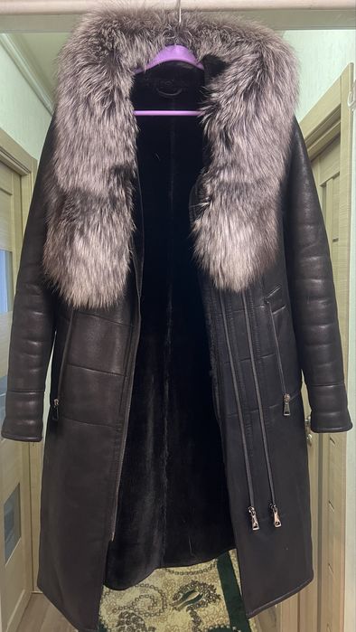 Натуральна дублянка з коміром з песця