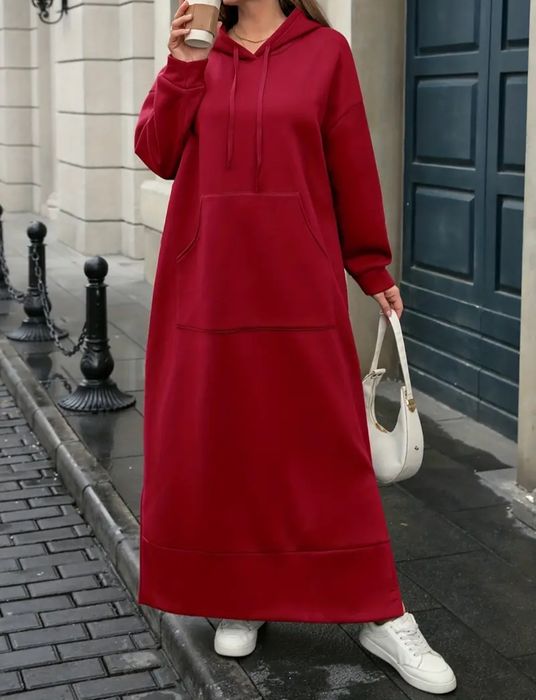 Жіноча тепла сукня- худі с капюшоном великого розміру