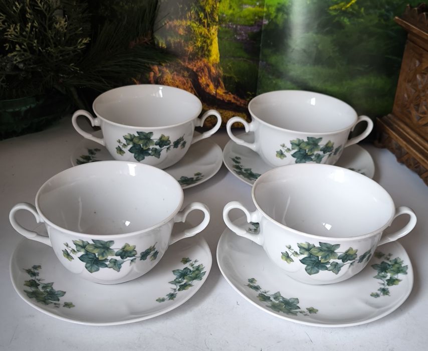 Bulionówki Lubiana  6  sztuk piękna stara porcelana