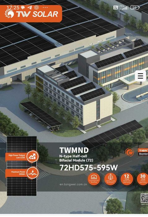 Panel fotowoltaiczny TW 575W ntype double glass bifacial premium
