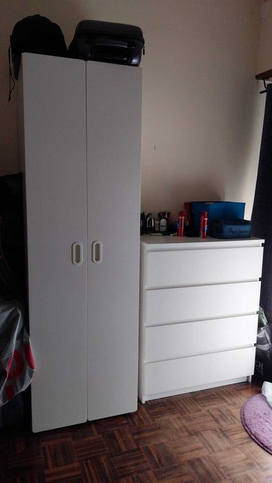 Armário roupeiro branco com 3 gavetas