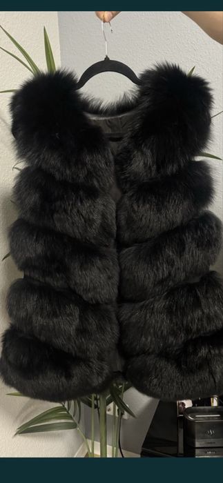 Kamizelka futro lis naturalne czarne M
