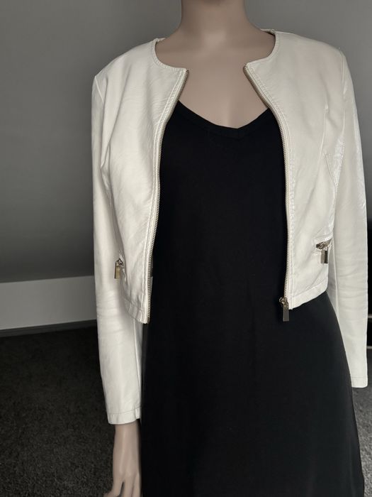 Zuiki Biała kremowa kurtka Skórzana, ramoneska 100% skóra naturalna  S