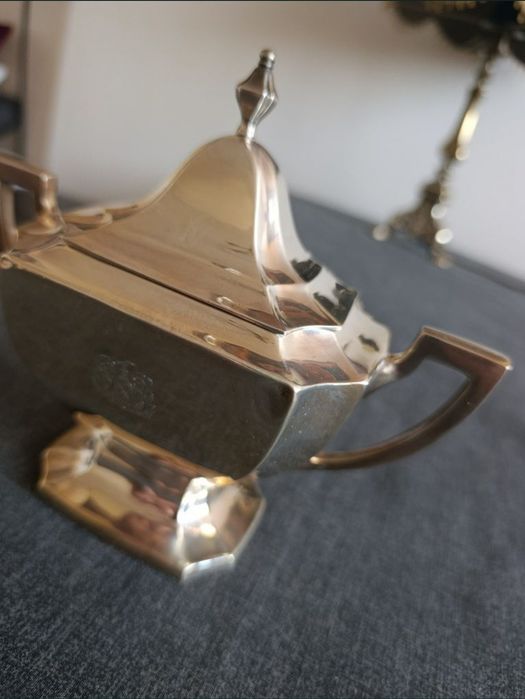 Cukiernica 1920 r. SREBRO Art Deco 275 gr. Ag 925