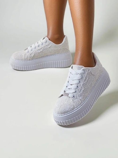 2 KOLORY 36 37 38 sneakersy 39 40 41 na platformie z koronką koronkowe