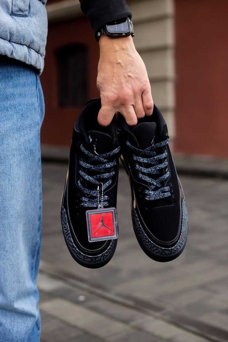 Чоловічі кросівки Nike Air Jordan Retro 3 «Black Cat» 1543. Розміри 40-45