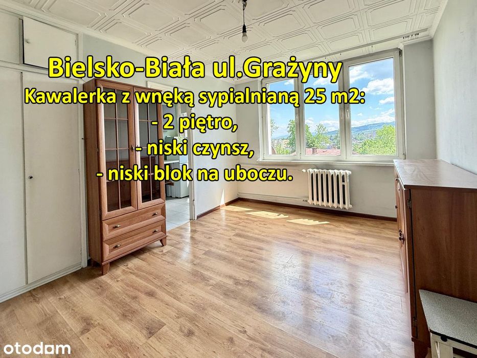 Kawalerka z wnęką 25m2, 1-pokojowe, 2 pietro, widok, NISKI czynsz !