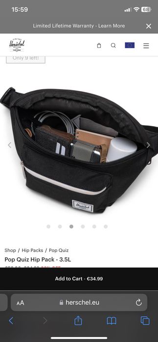 Herschel Bolsa de cintura Pop Quizz 3.5l