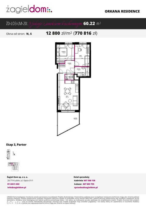 Orkana Residence 3 | mieszkanie 3-pok. nr 20 z ogródkiem