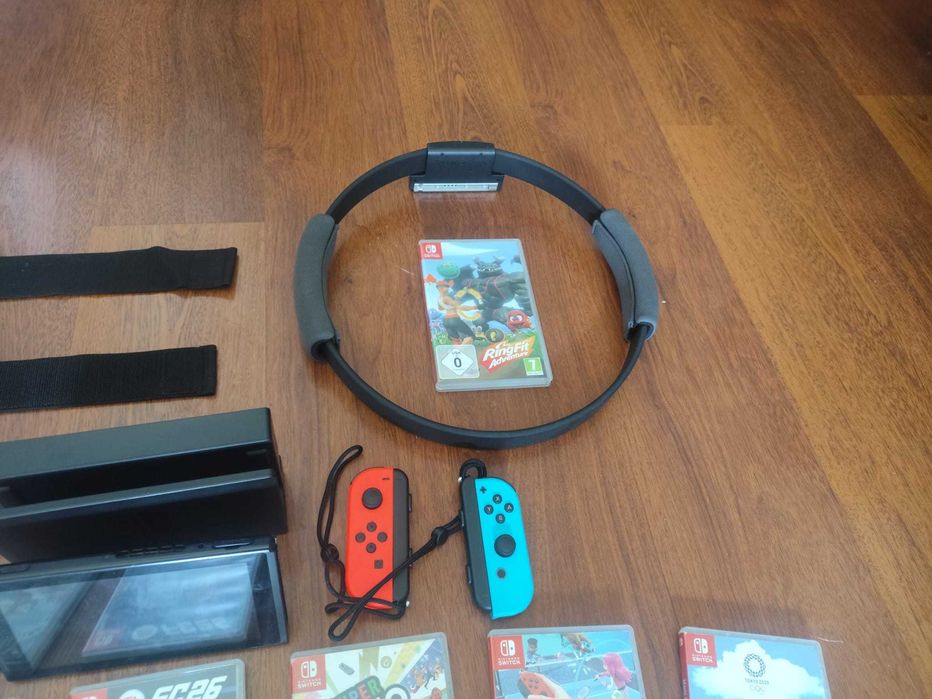 Nintendo Switch 1 v2 + Jogos + Acessórios