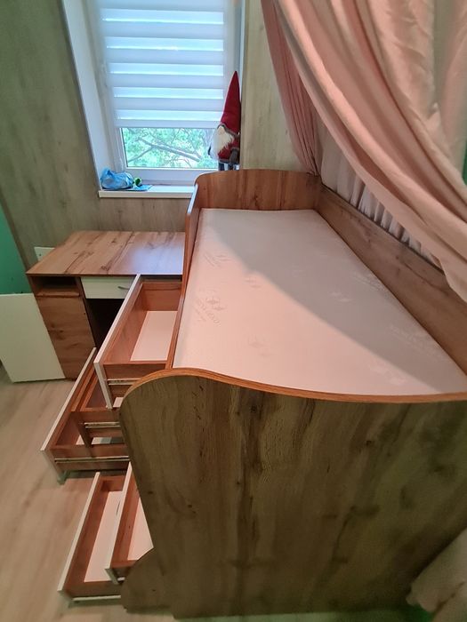Дитяче ліжко горище  трансформер Тахо білий зі столом, шафою, шухлядами та сходами